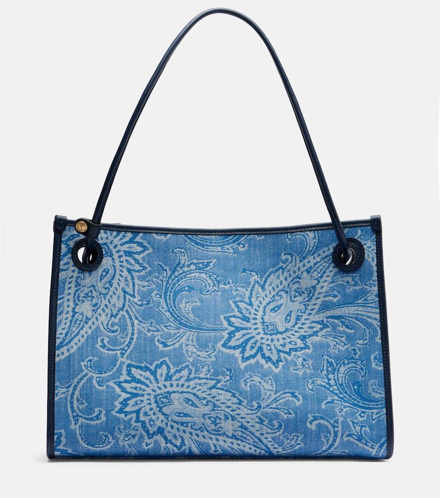 etro eyes medium denim jacquard tote bag