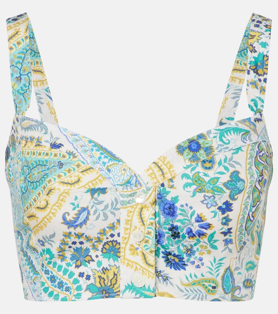 etro floral cotton crop top