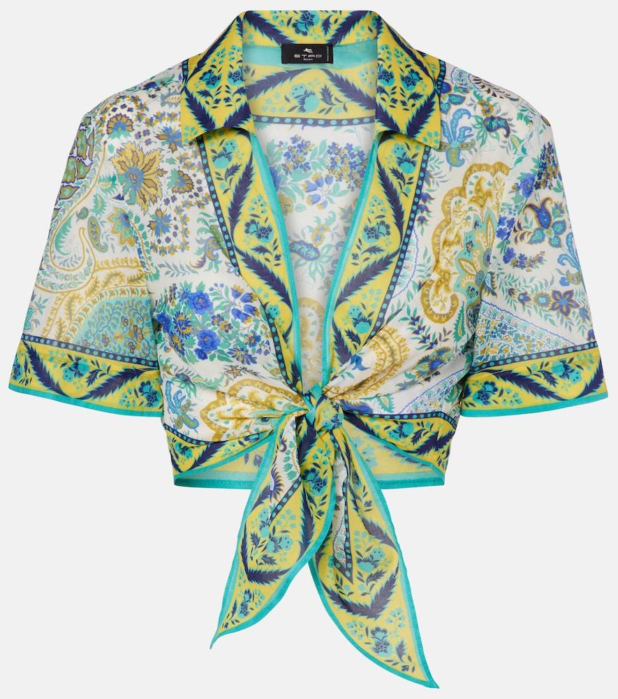 etro floral cotton crop top