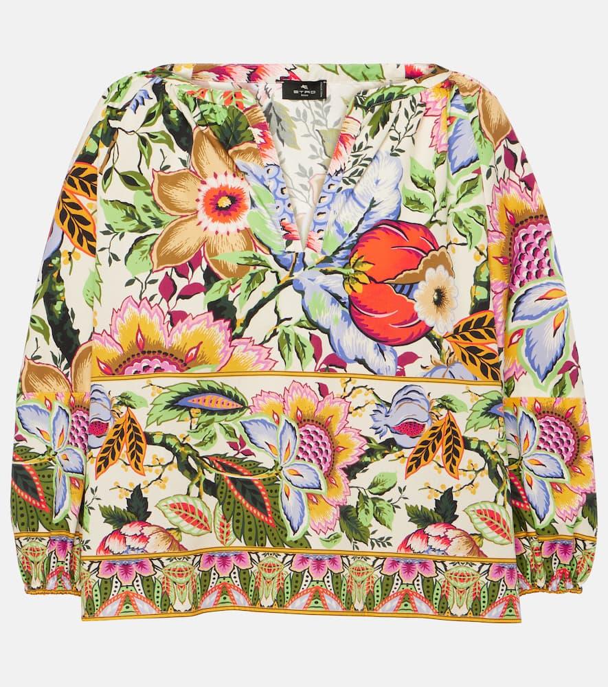 etro floral cotton cropped top