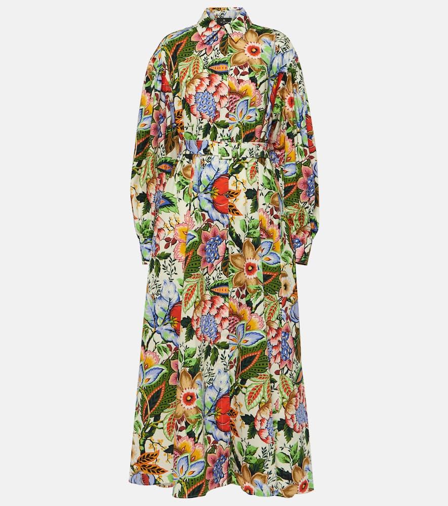 etro floral cotton midi shirt dress