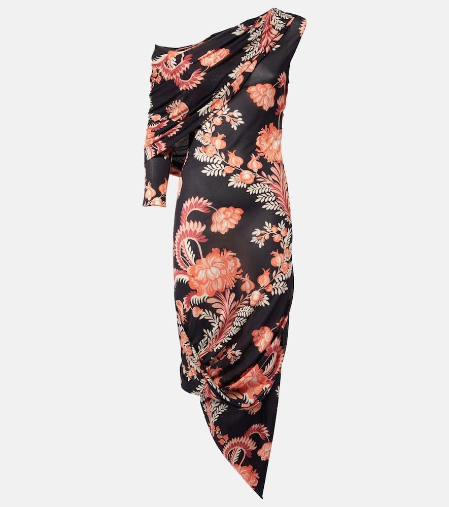 etro floral draped asymmetric midi dress