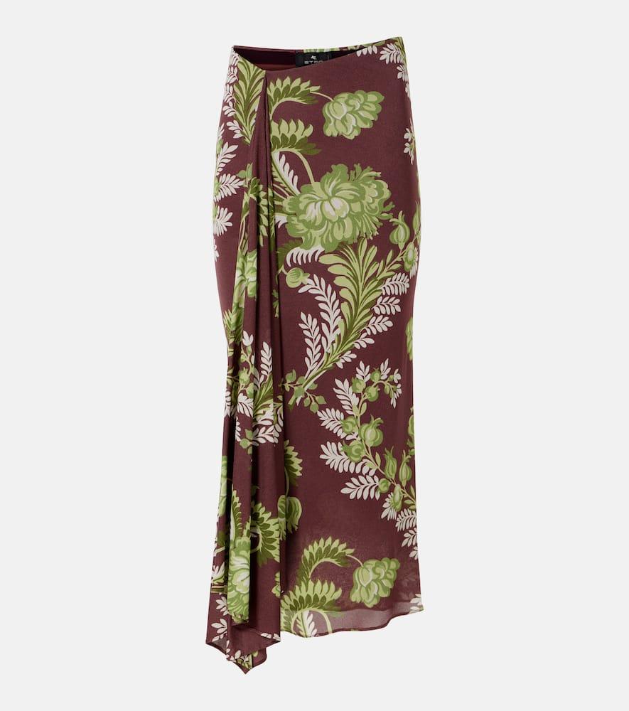etro floral draped midi skirt
