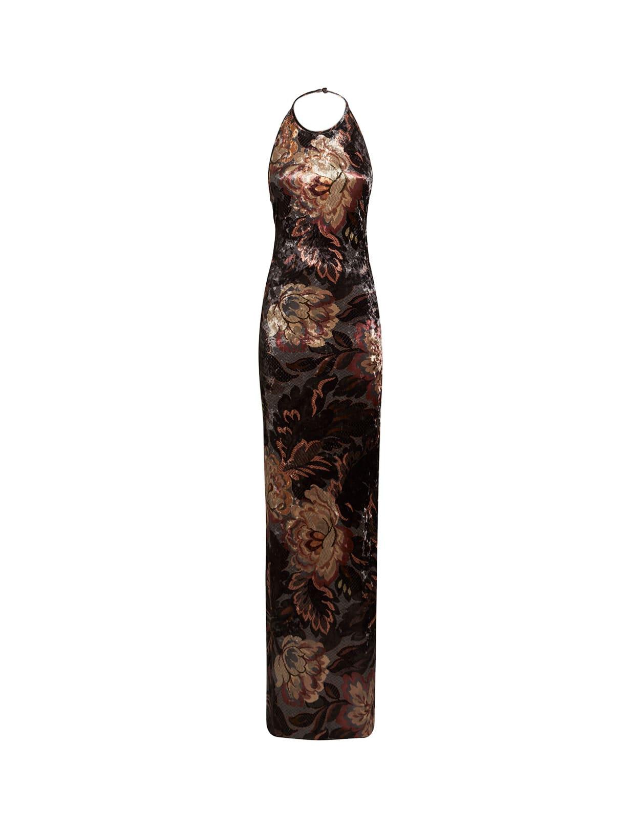 etro floral foliage printed chenille dress