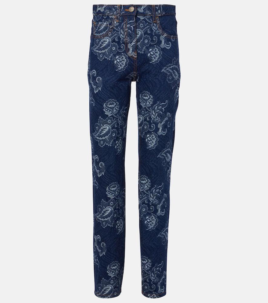 etro floral jacquard slim jeans