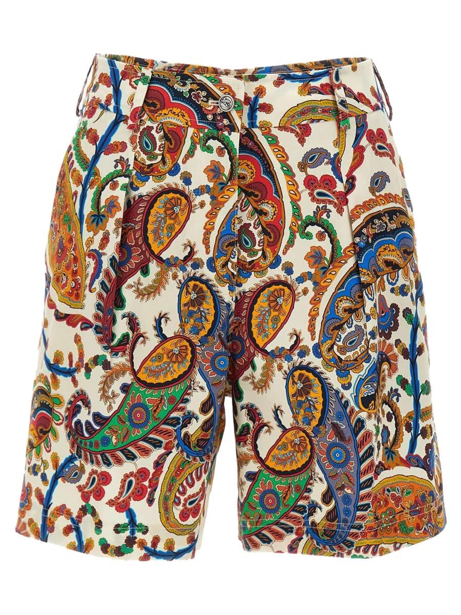 etro floral paisley print shorts
