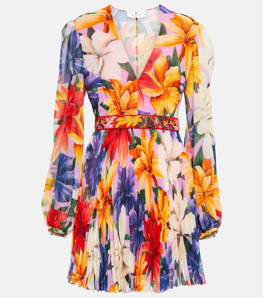 etro floral pleated minidress