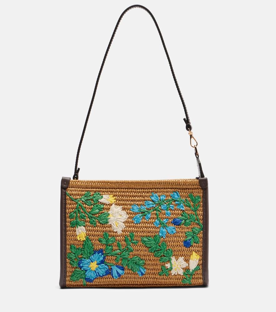 etro floral raffia shoulder bag