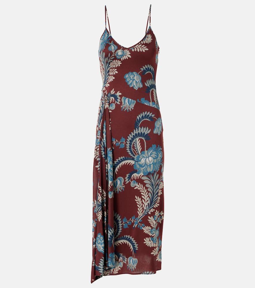 etro floral satin midi dress