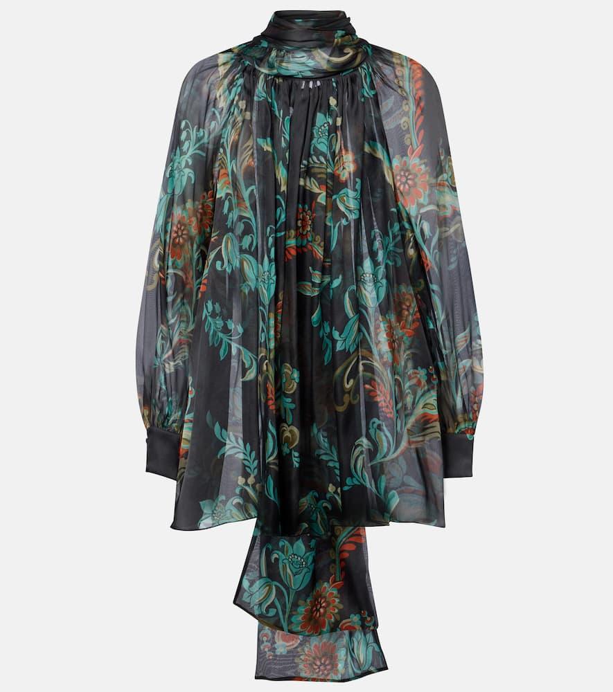 etro floral sheer silk chiffon blouse