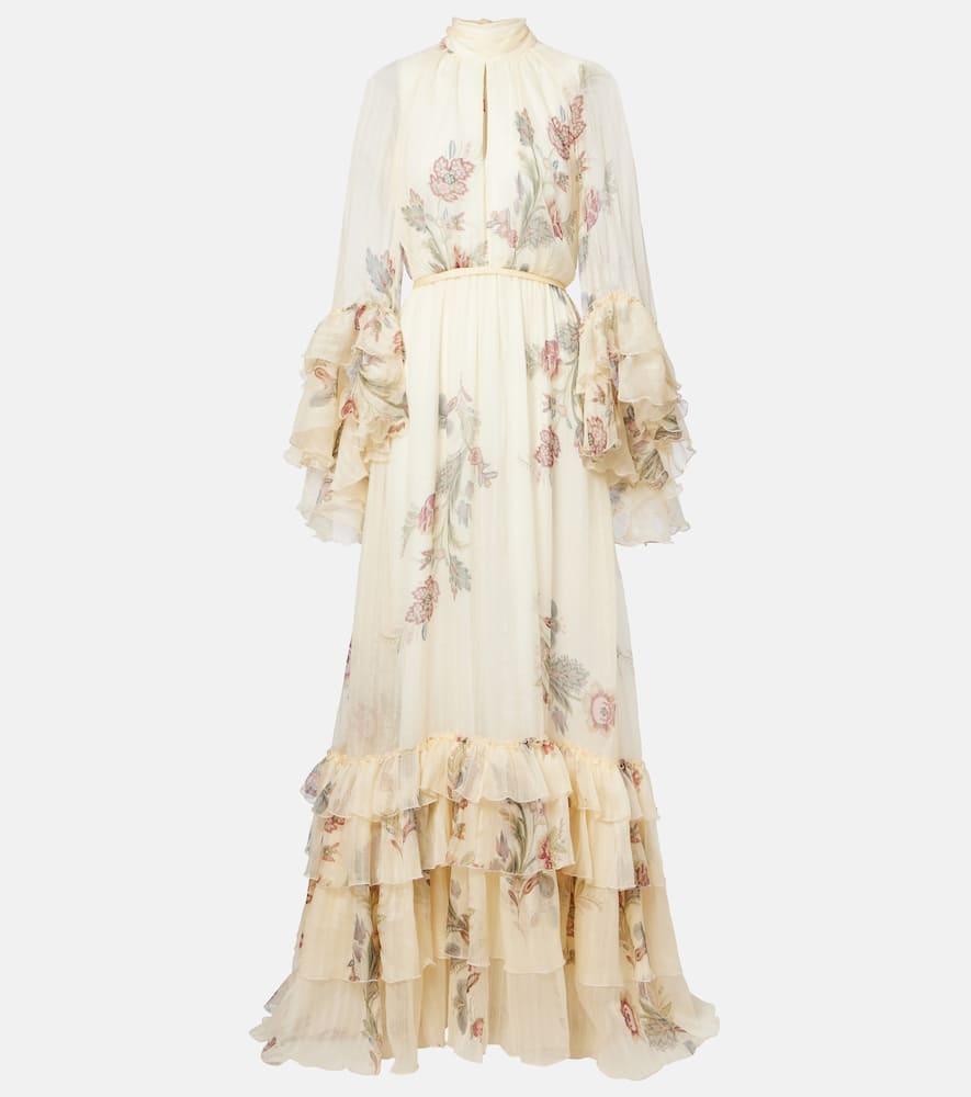 etro floral silk crepon gown