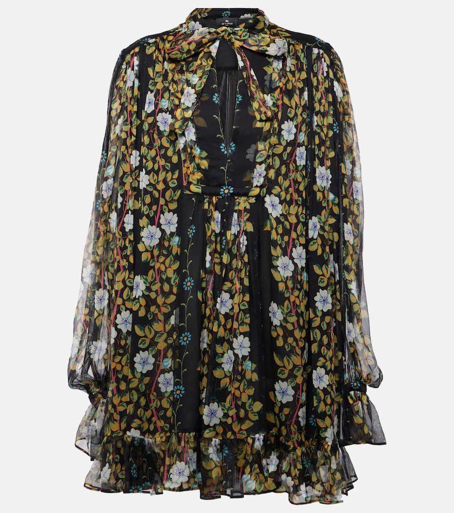 etro floral silk crepon minidress