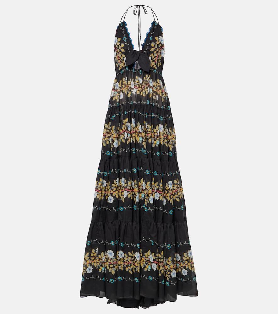 etro floral tiered cotton gown
