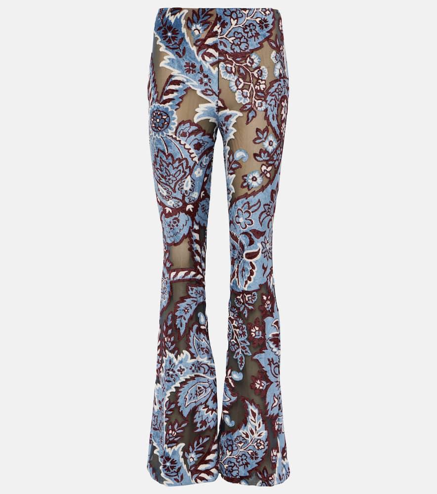 etro floral velvet jacquard flared pants