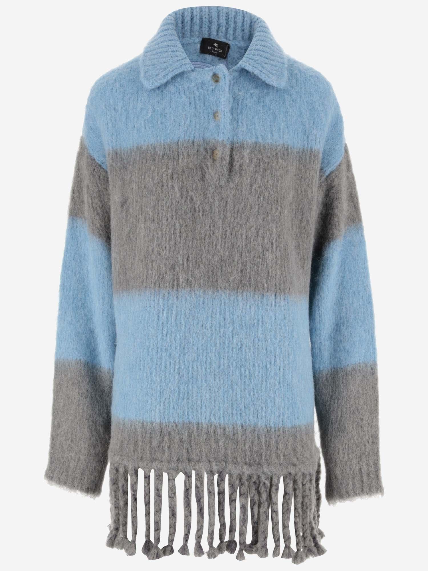etro fringed striped long sweater