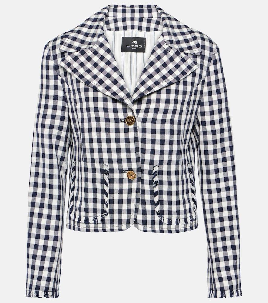 etro gingham cropped blazer