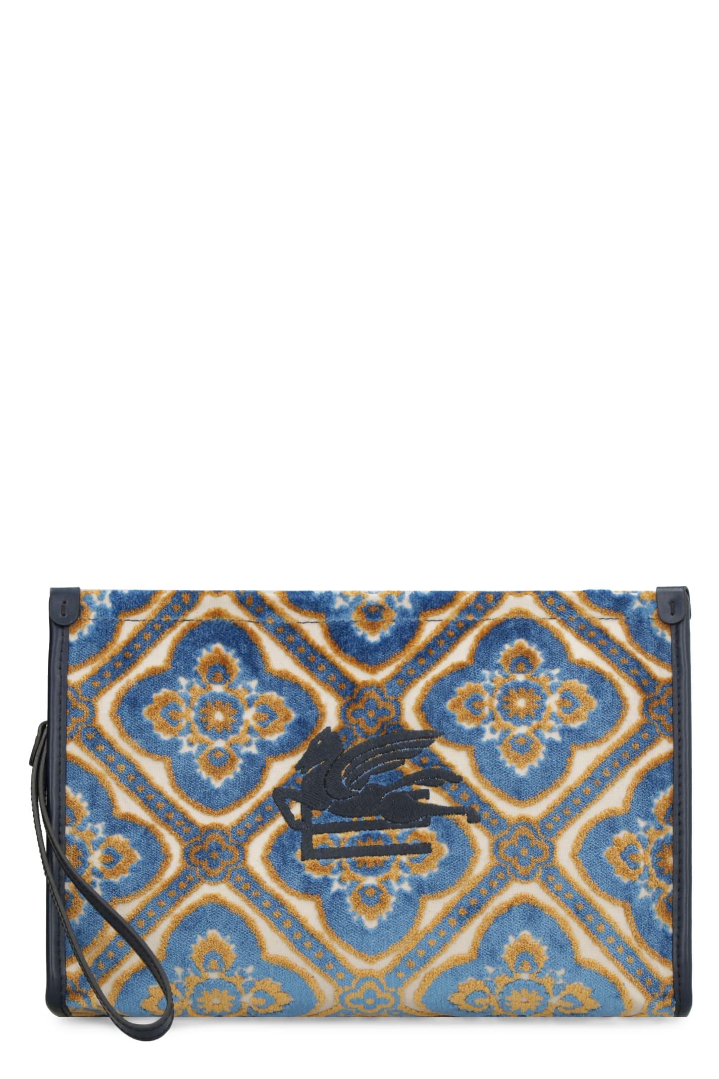 etro jacquard fabric clutch