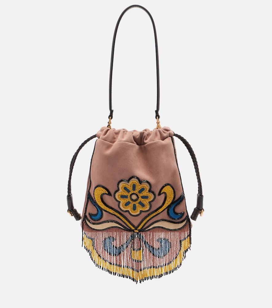 etro kalispera small beaded suede shoulder bag