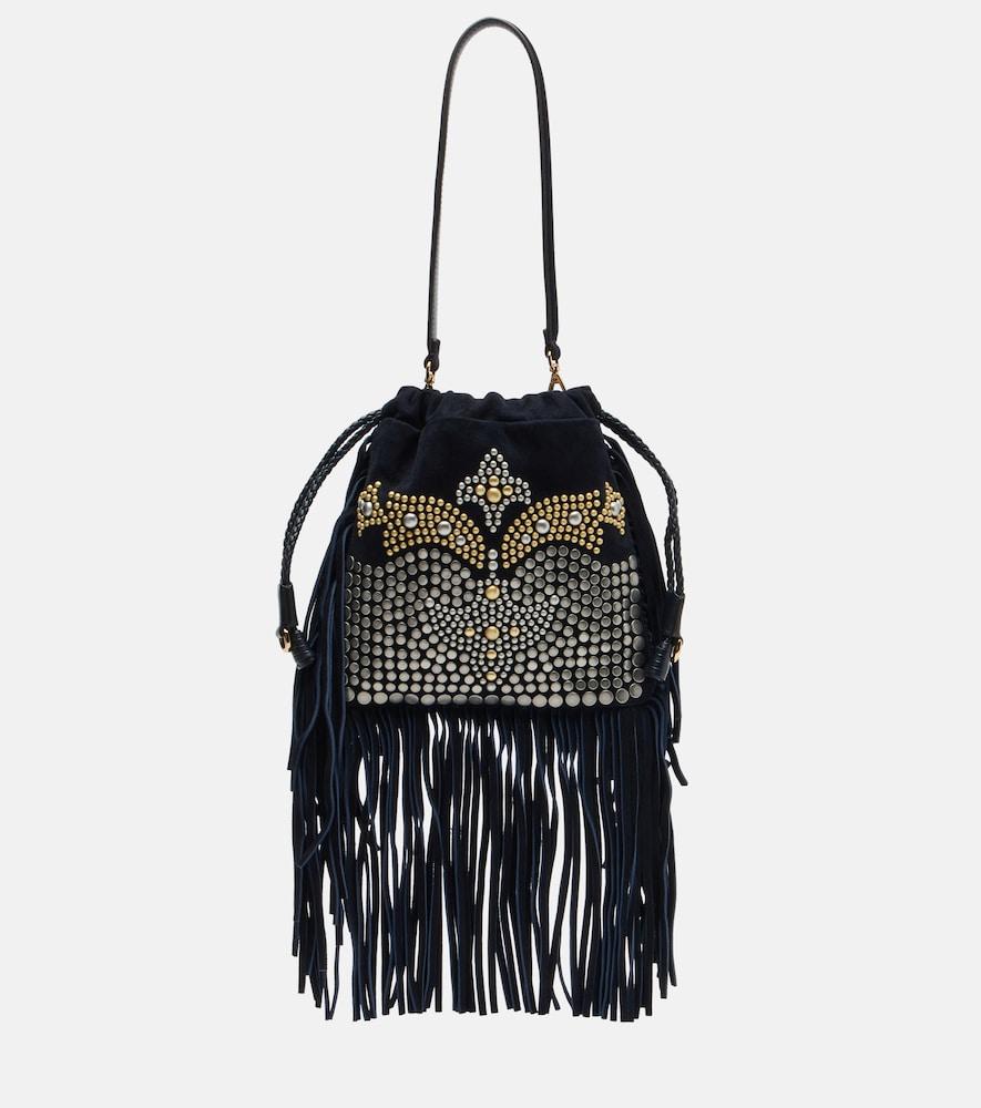 etro kalispera small studded suede shoulder bag