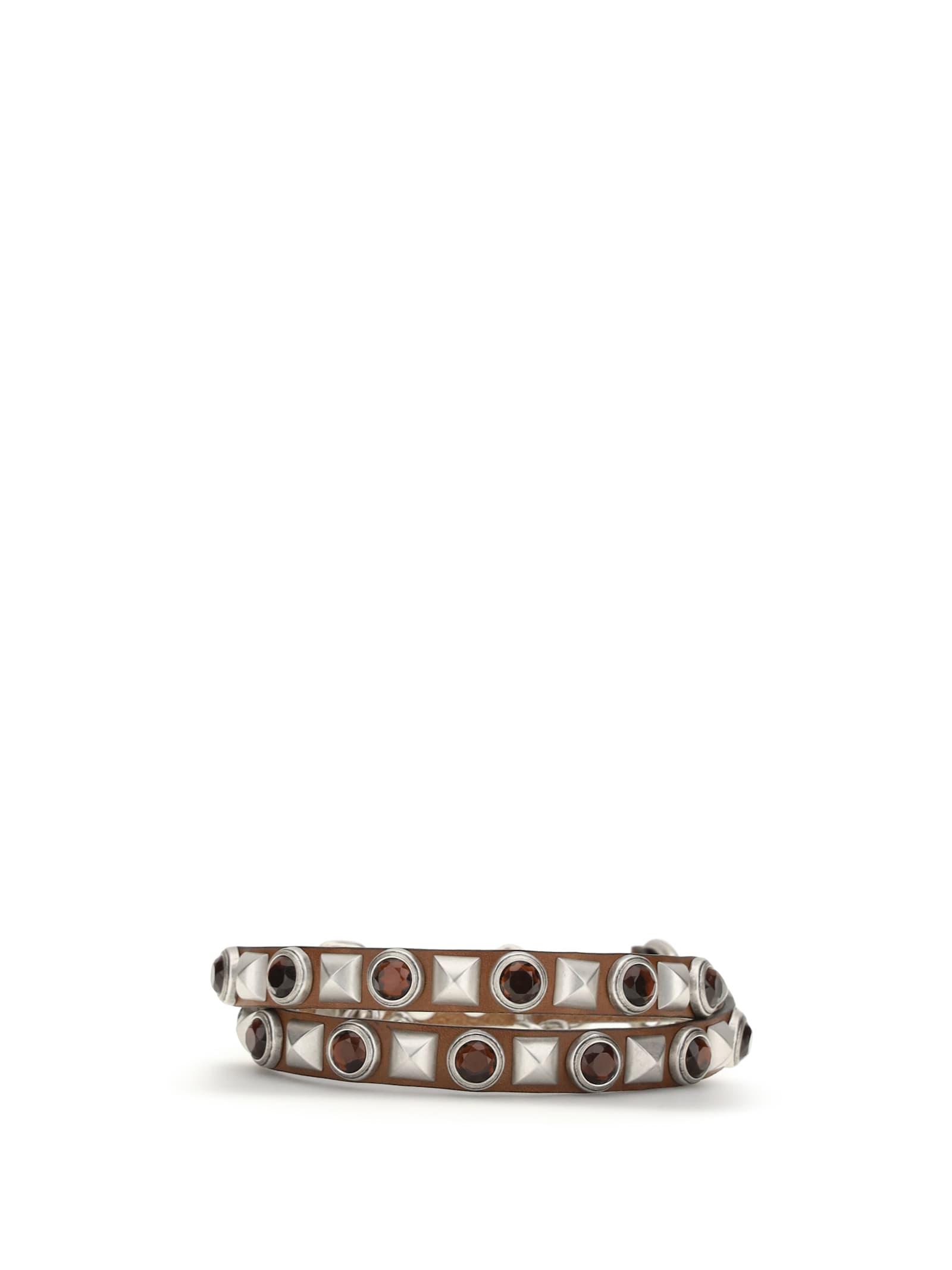 etro leather belt with jeweled studs