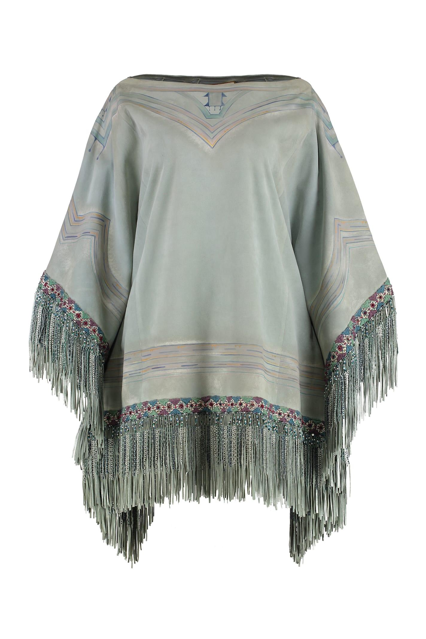 etro leather cape coat