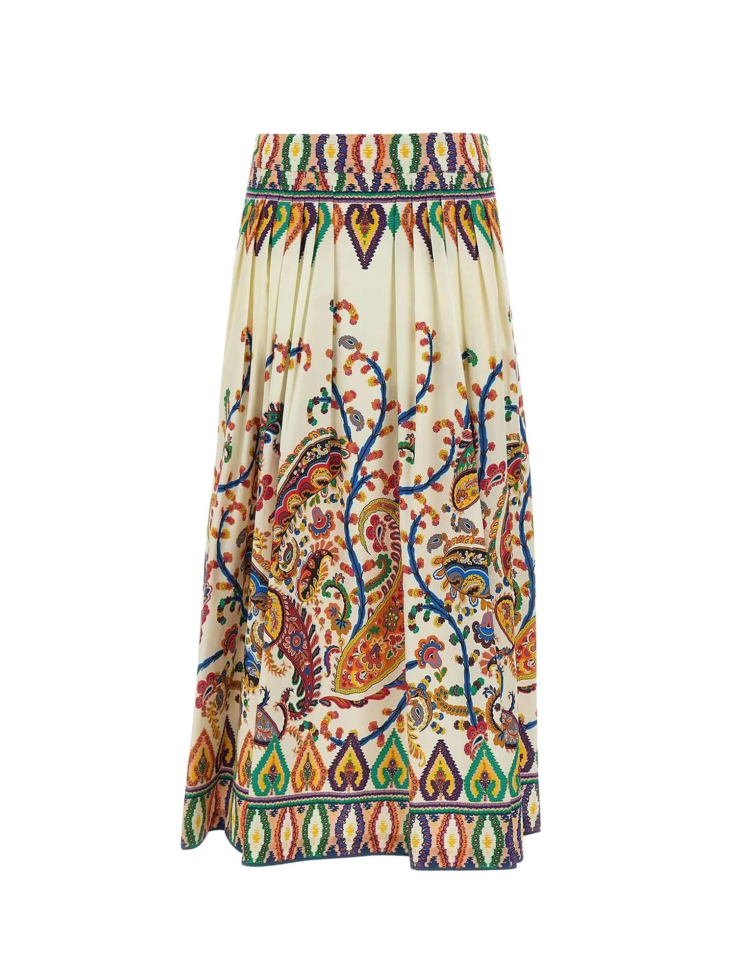 etro multicolor cotton skirt