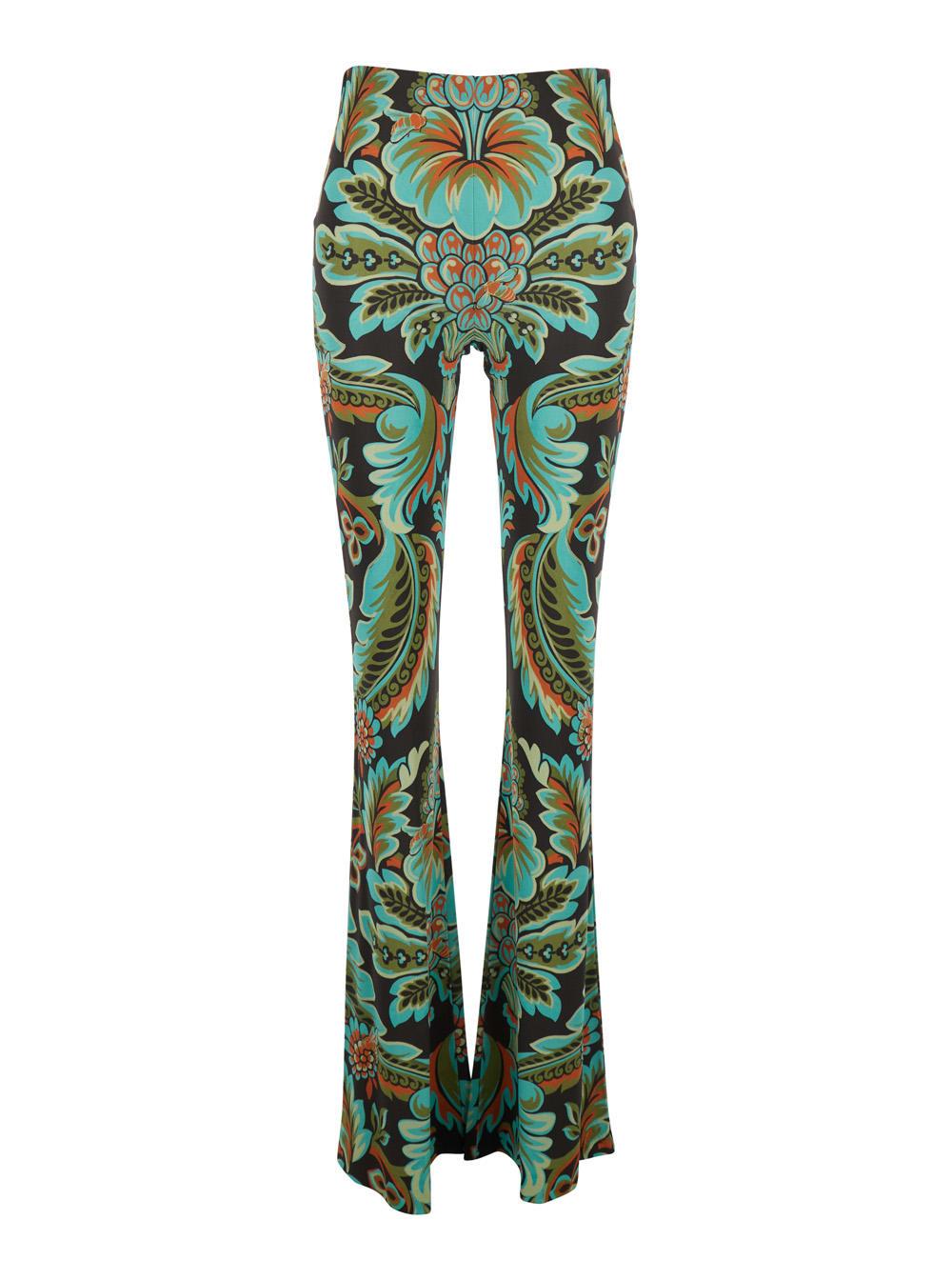 etro multicolor trousers with all-over paisley print in viscose blend woman