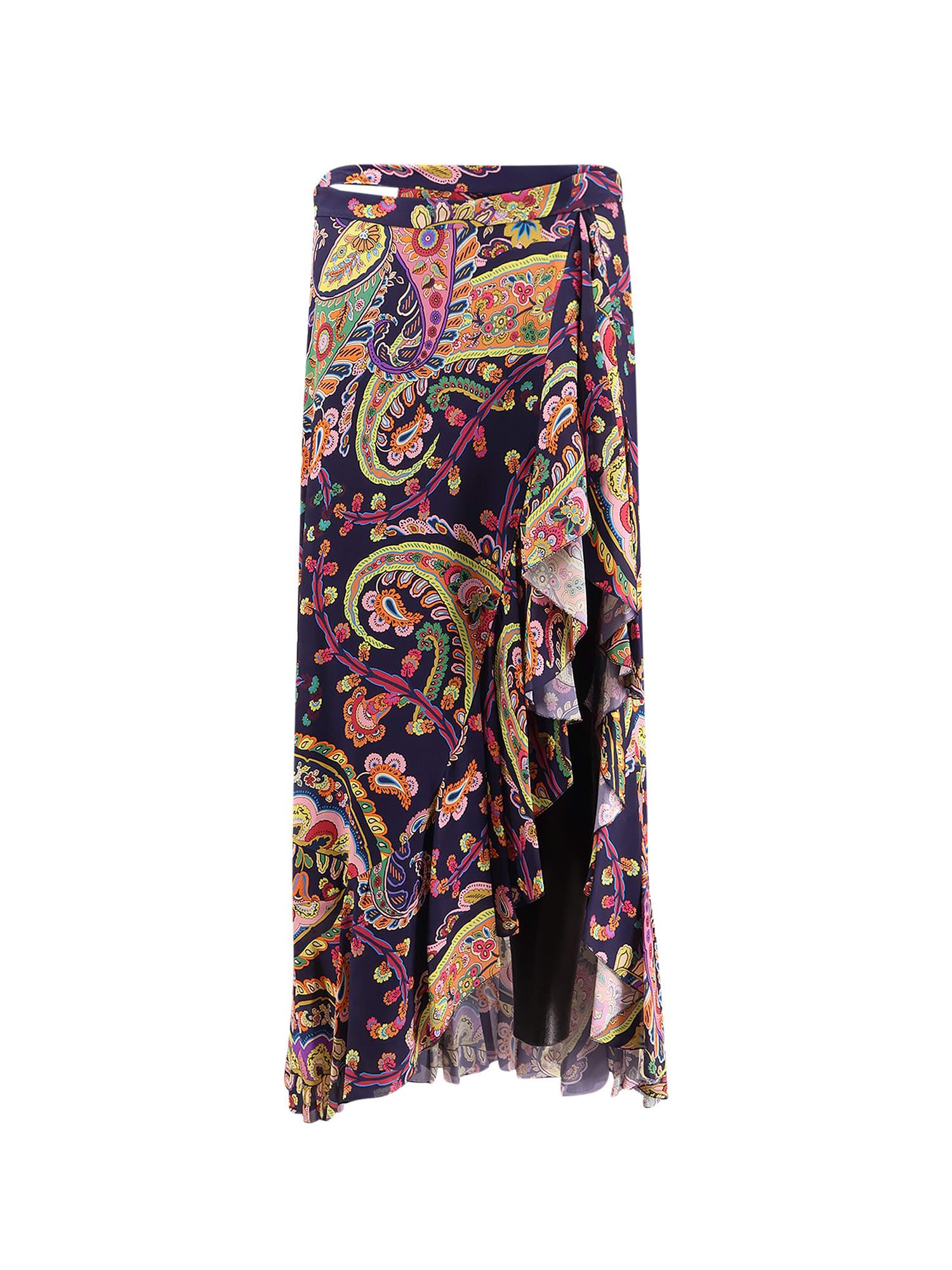 etro multicolor viscose skirt
