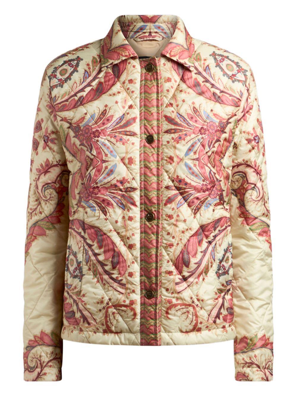 etro padded jacket with foliage print.