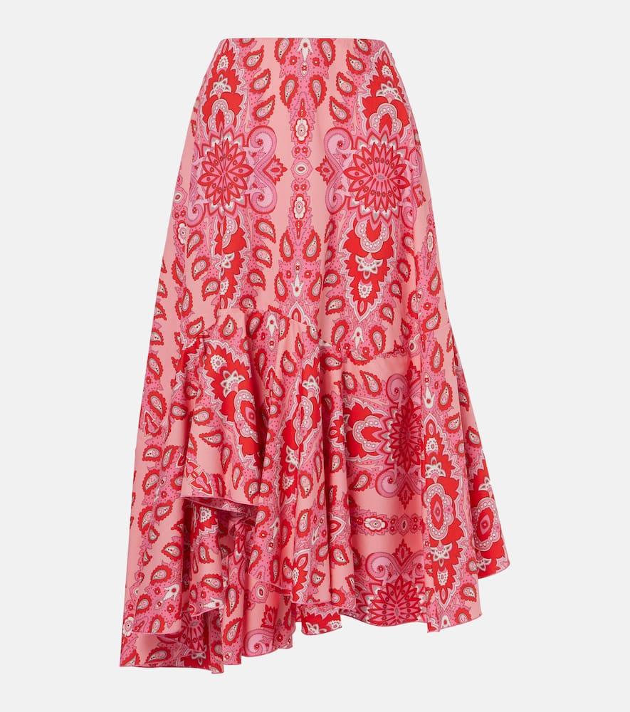 etro paisley asymmetric cotton midi skirt