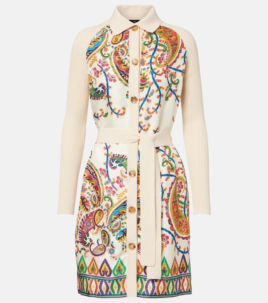 etro paisley belted cotton and silk cardigan