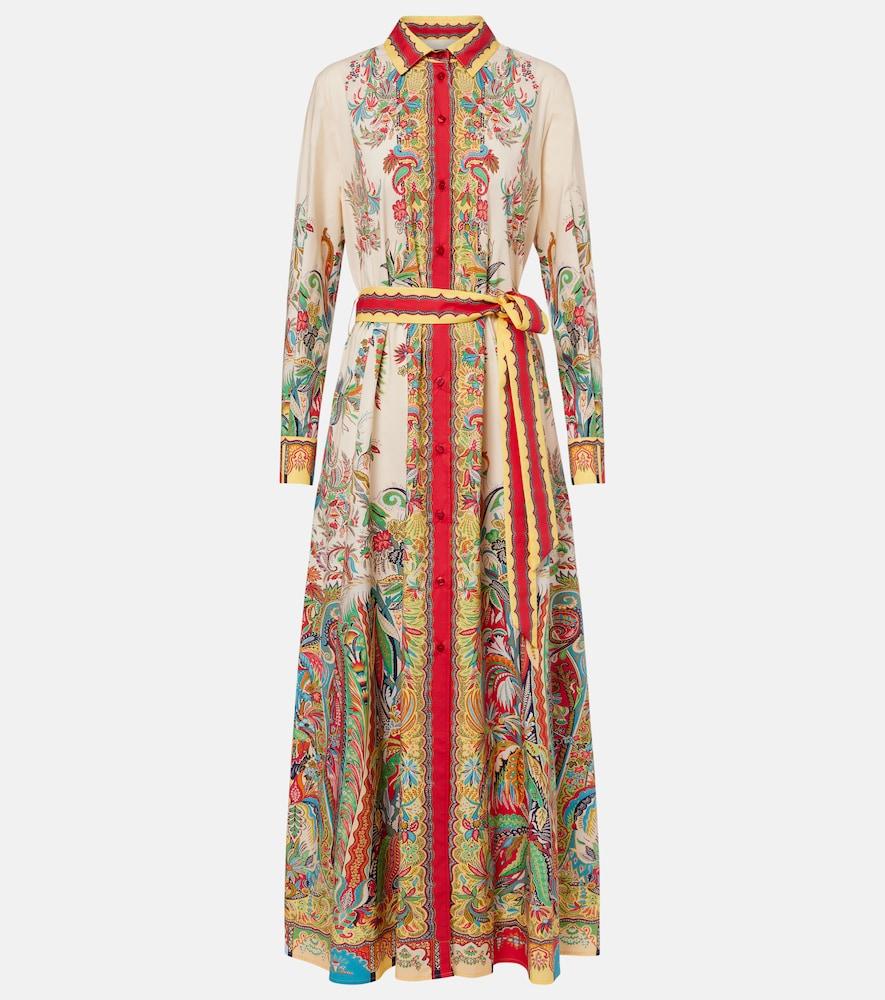 etro paisley belted cotton shirt dress