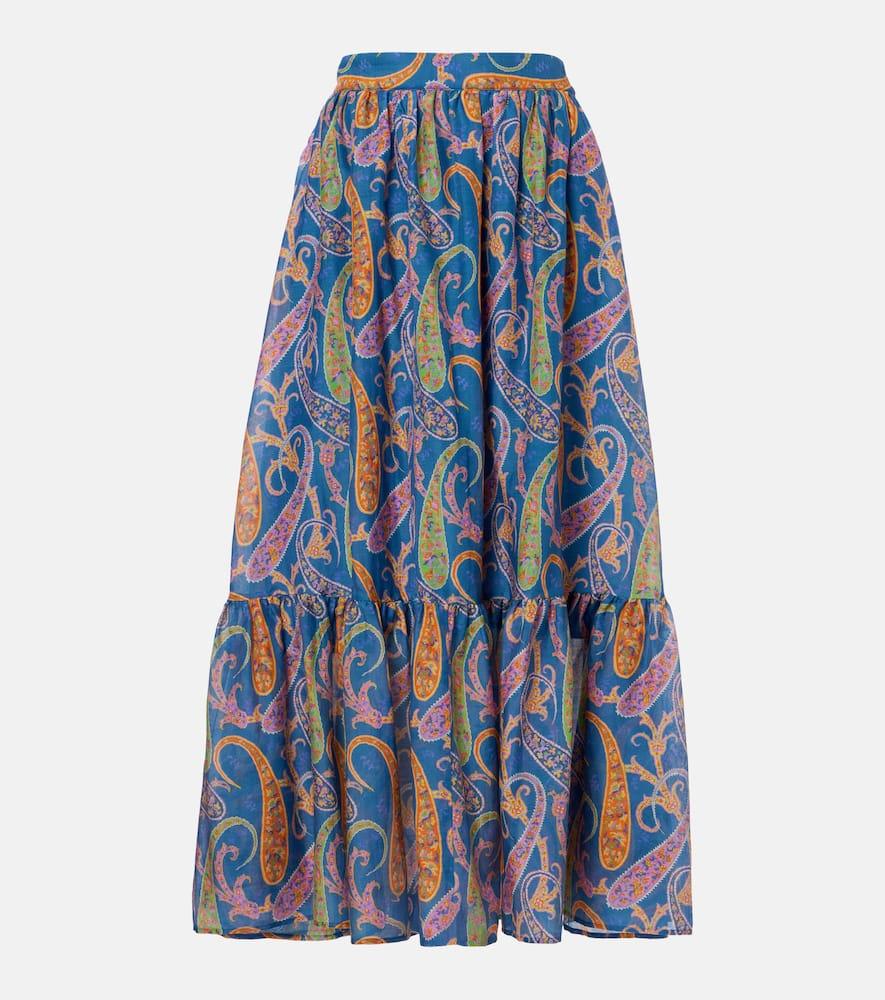 etro paisley cotton and silk maxi skirt