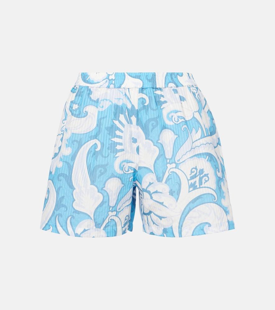 etro paisley cotton and silk shorts
