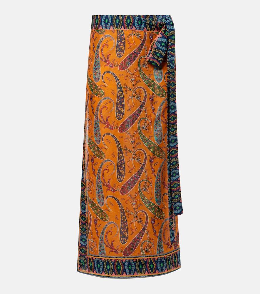 etro paisley cotton midi skirt