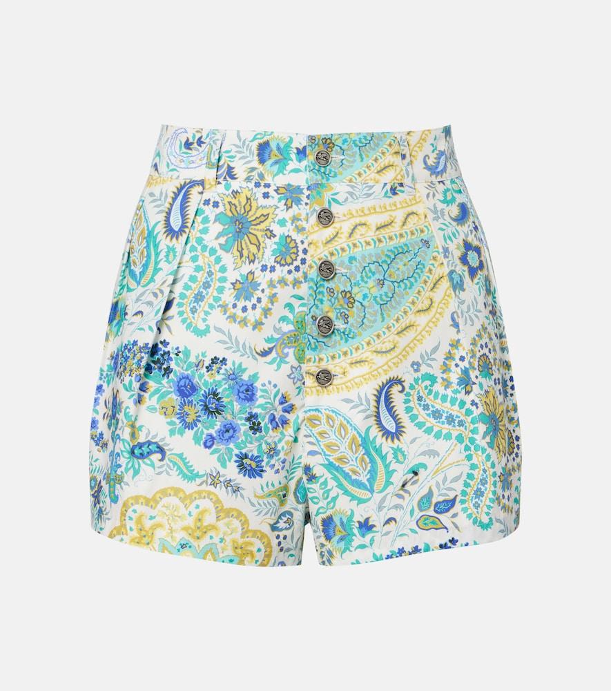 etro paisley cotton shorts