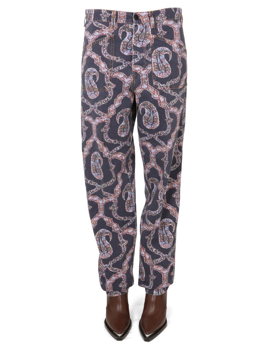 etro paisley denim pants