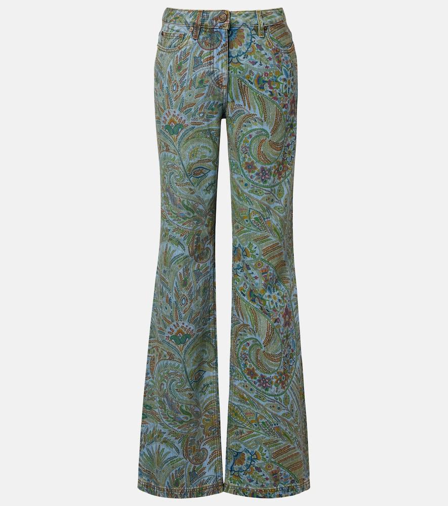 etro paisley flared jeans