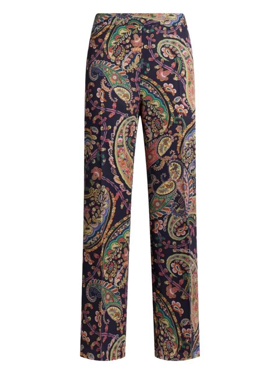 etro paisley foliage bootcut pants