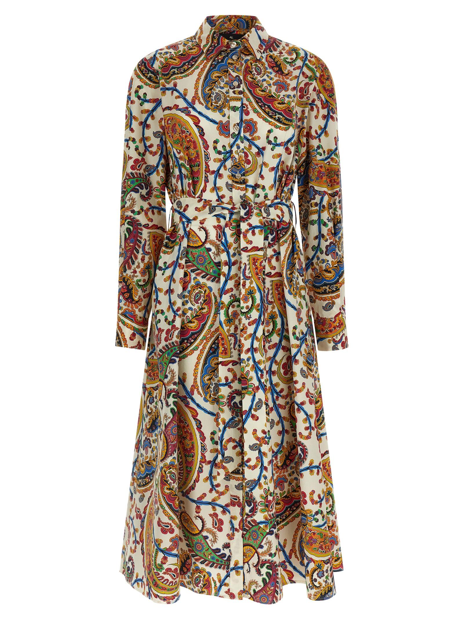 etro paisley foliage dress multicolor cotton - women