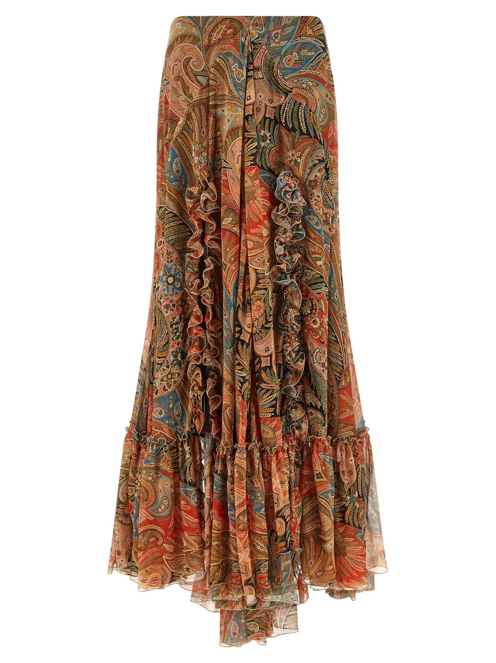 etro paisley foliage skirt