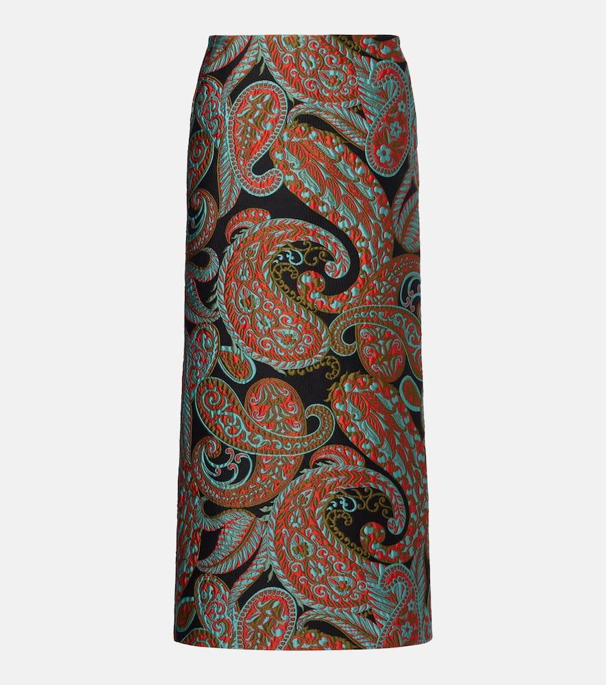 etro paisley jacquard midi skirt