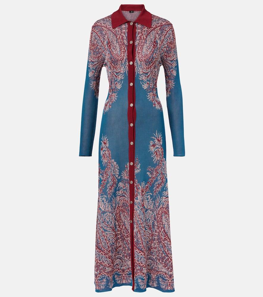 etro paisley jersey shirtdress