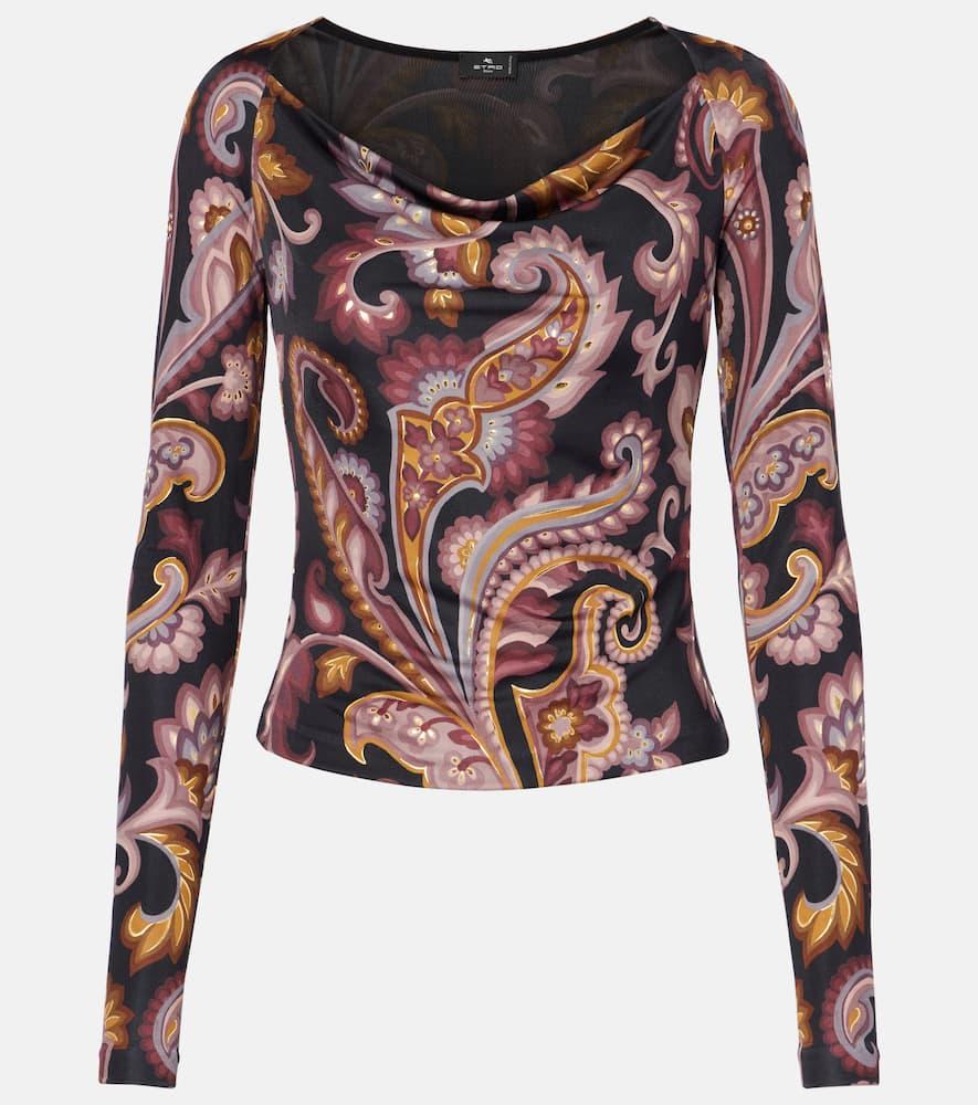etro paisley jersey top