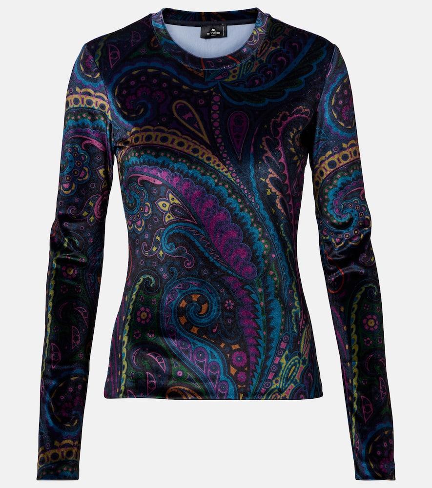 etro paisley jersey top