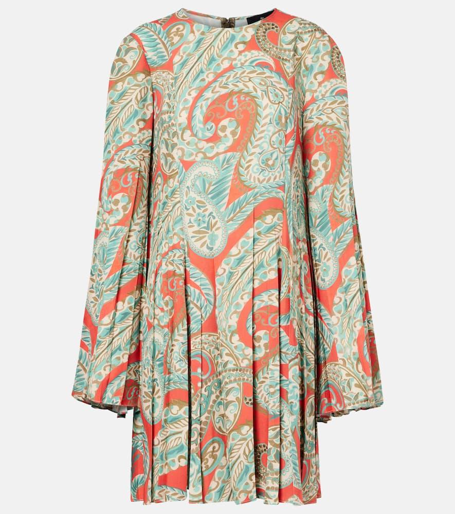 etro paisley pleated minidress