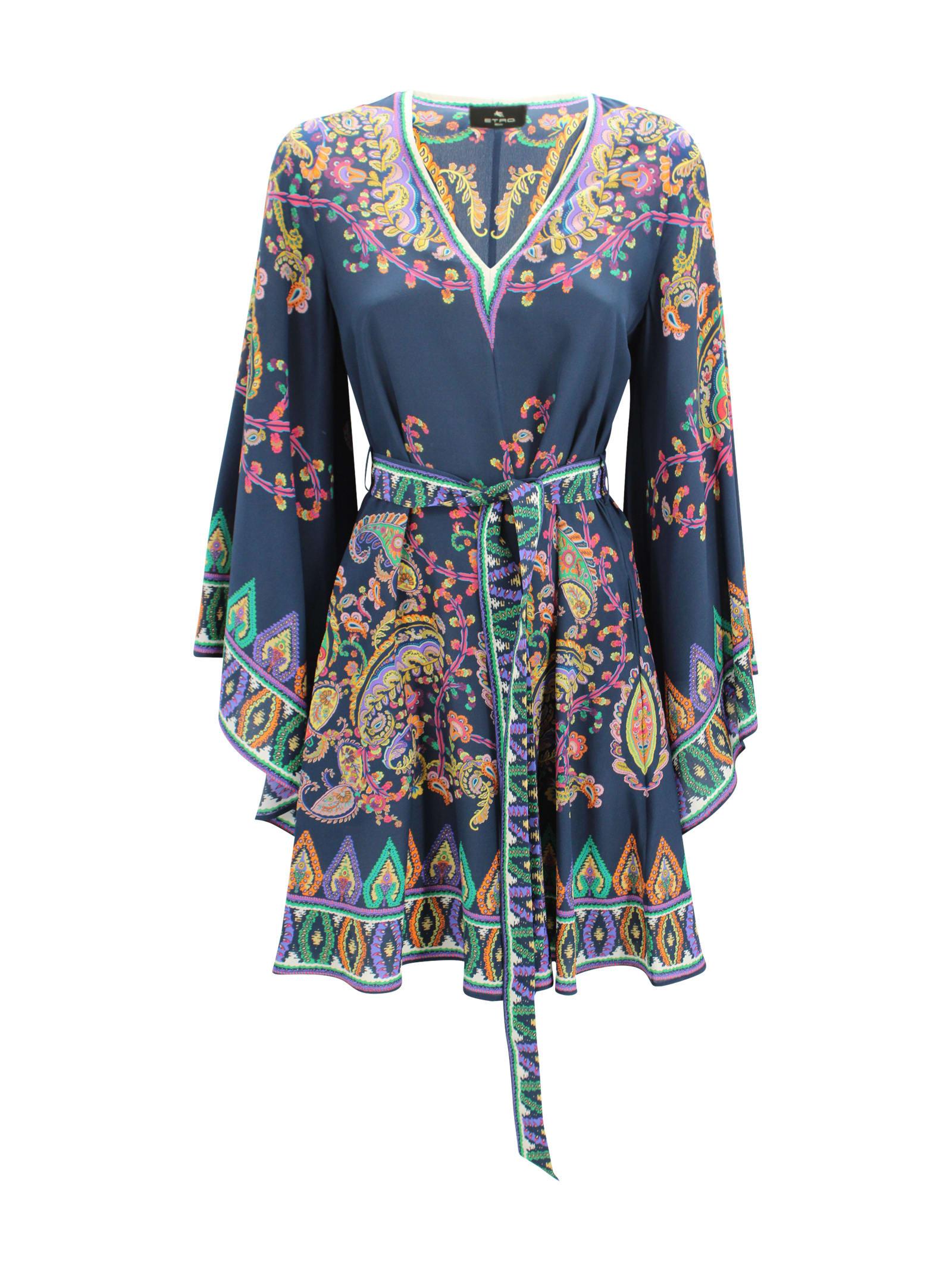 etro paisley print dress with v-neck