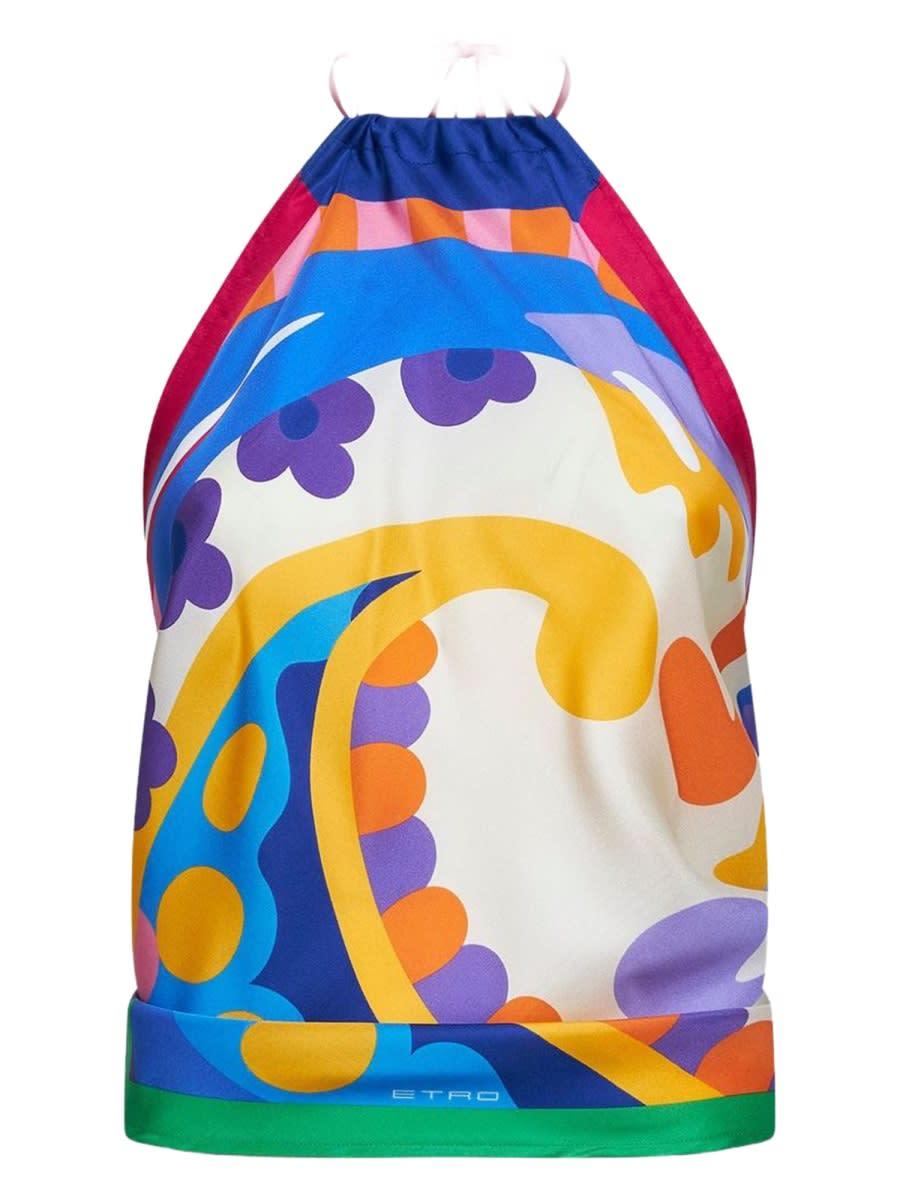 etro paisley print silk top