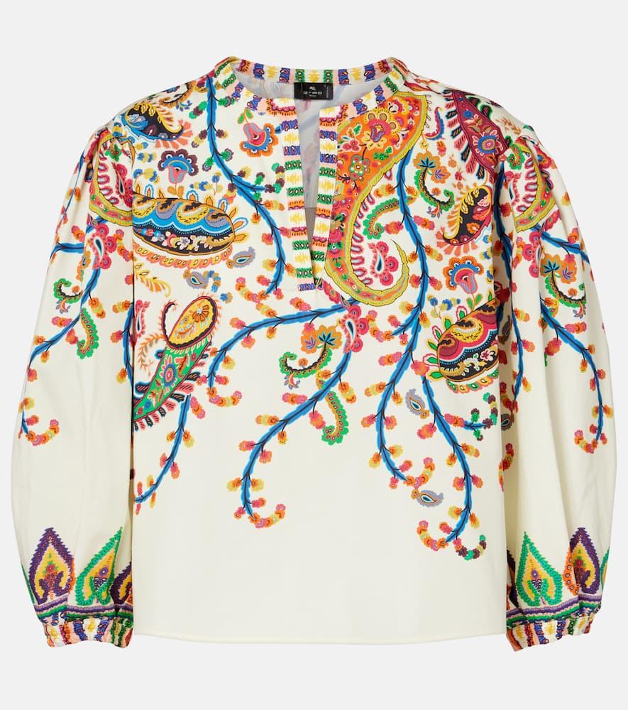 etro paisley printed cotton top