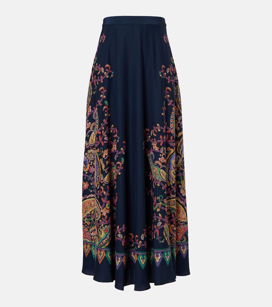 etro paisley printed silk maxi skirt